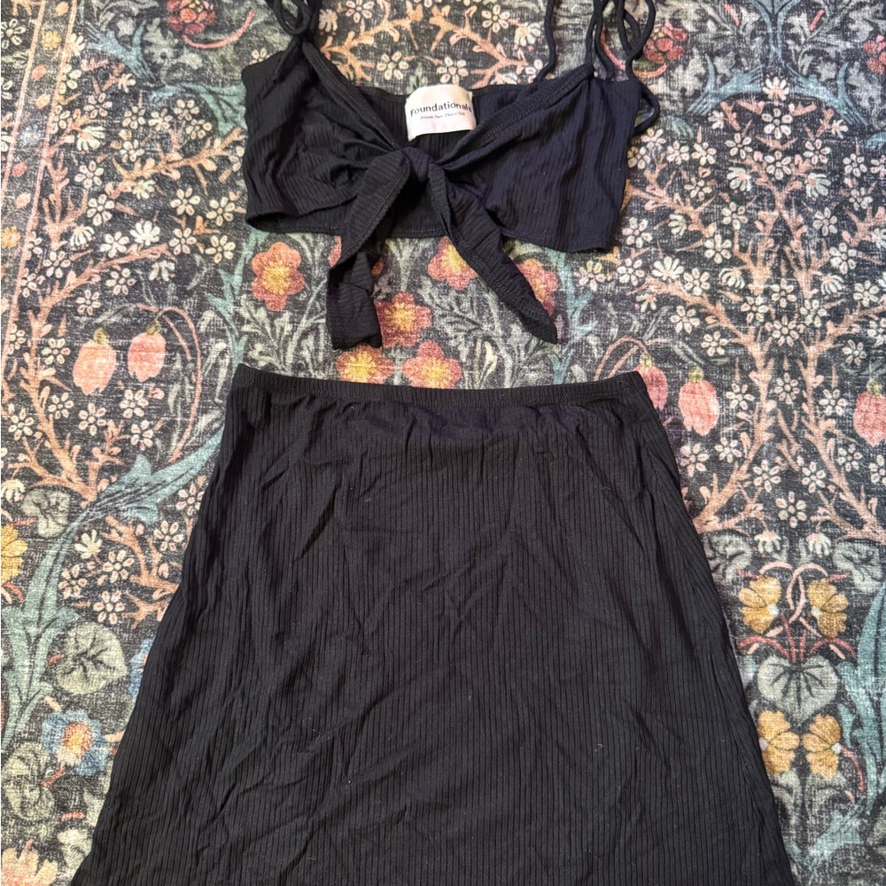 Foundationals Black Two-Piece Bloom Dress Set